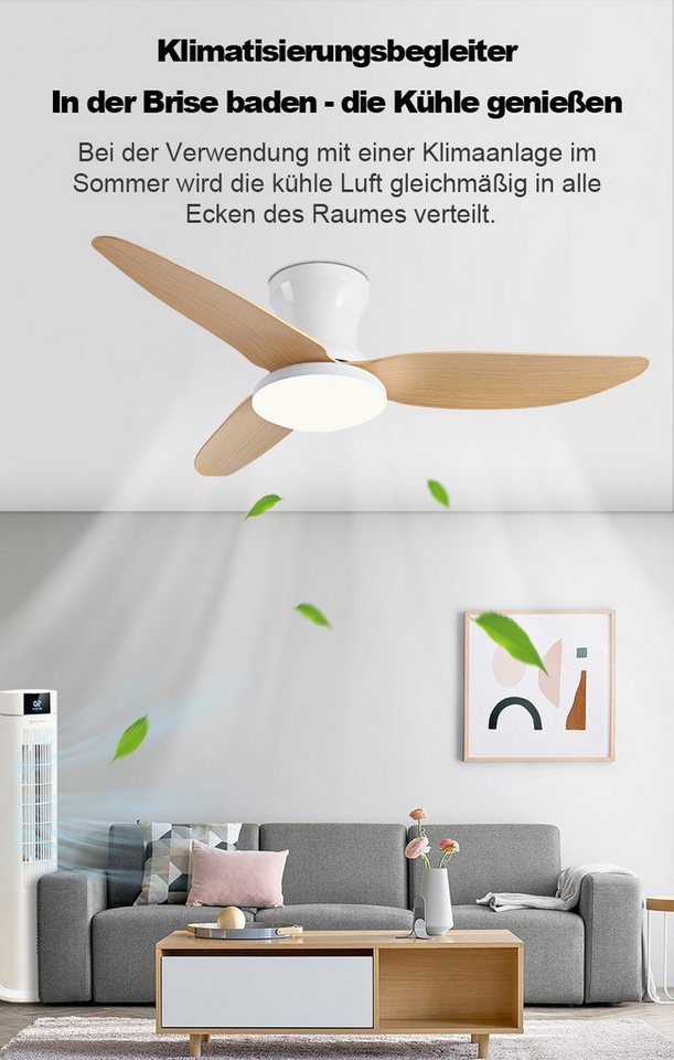 OYLCDI Deckenleuchten Leise Deckenventilator LED Deckenleuchte,ventilatoren, APP-Kontrolle,Fernbedienung, Warmes weißes Licht, neutrales weißes Licht, kaltes we – Bild 4 von 5