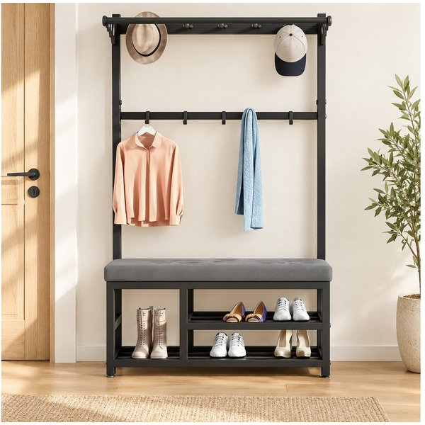 OYLCDI Garderobenständer Kleiderständer Garderobe mit Schuhbank, flurgarderobe, garderobe flur, (Schuhregal,Garderobe), mit 9 Kleiderhaken