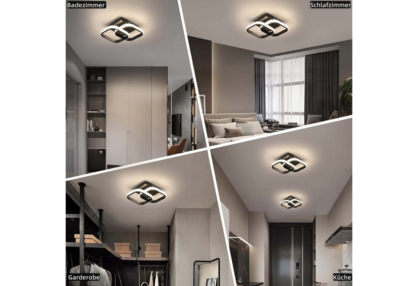 OYLCDI LED Deckenleuchte Deckenlampe Dimmbare Deckenleuchte 3 Farbtemperaturen 22W 3000-6000K, LED fest integriert, Warmweiß Kaltweiß Neutralweiß, Wohnzimmer Fl – Bild 5 von 5