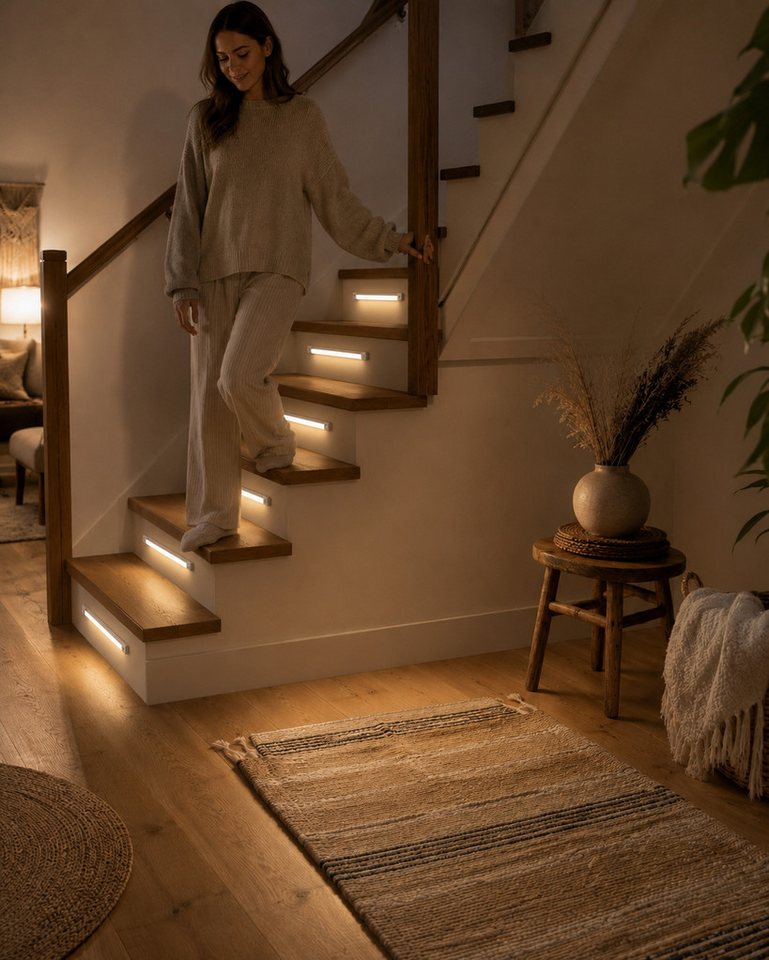 OYLCDI LED Unterbauleuchte LED Lichtleiste mit Bewegungsmelder, dimmbare Akku Schranklampe, LED festintegriert, mit Auto-Modus, 3 Lichtfarben, USB-Ladekabel ink – Bild 5 von 5