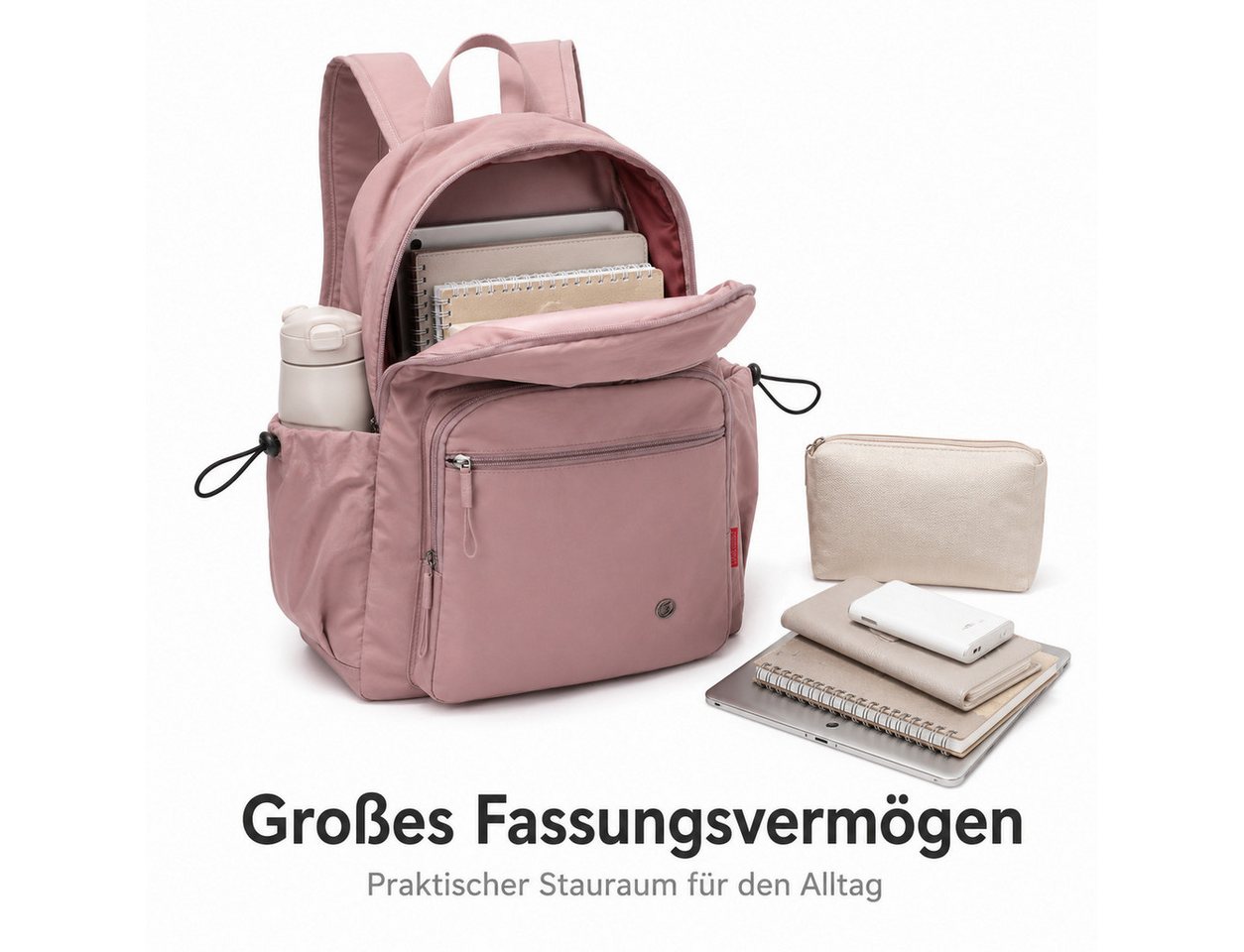 OYLCDI Rucksack Rucksack Freizeitrucksack mit Reißverschlussfach (42 x 31 x 22 cm, verstellbaren Schultergurten und mehreren Fächern), Tagesrucksack für Schule, – Bild 2 von 5