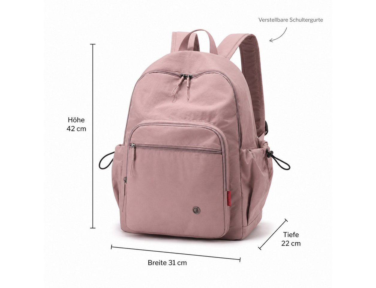 OYLCDI Rucksack Rucksack Freizeitrucksack mit Reißverschlussfach (42 x 31 x 22 cm, verstellbaren Schultergurten und mehreren Fächern), Tagesrucksack für Schule, – Bild 4 von 5