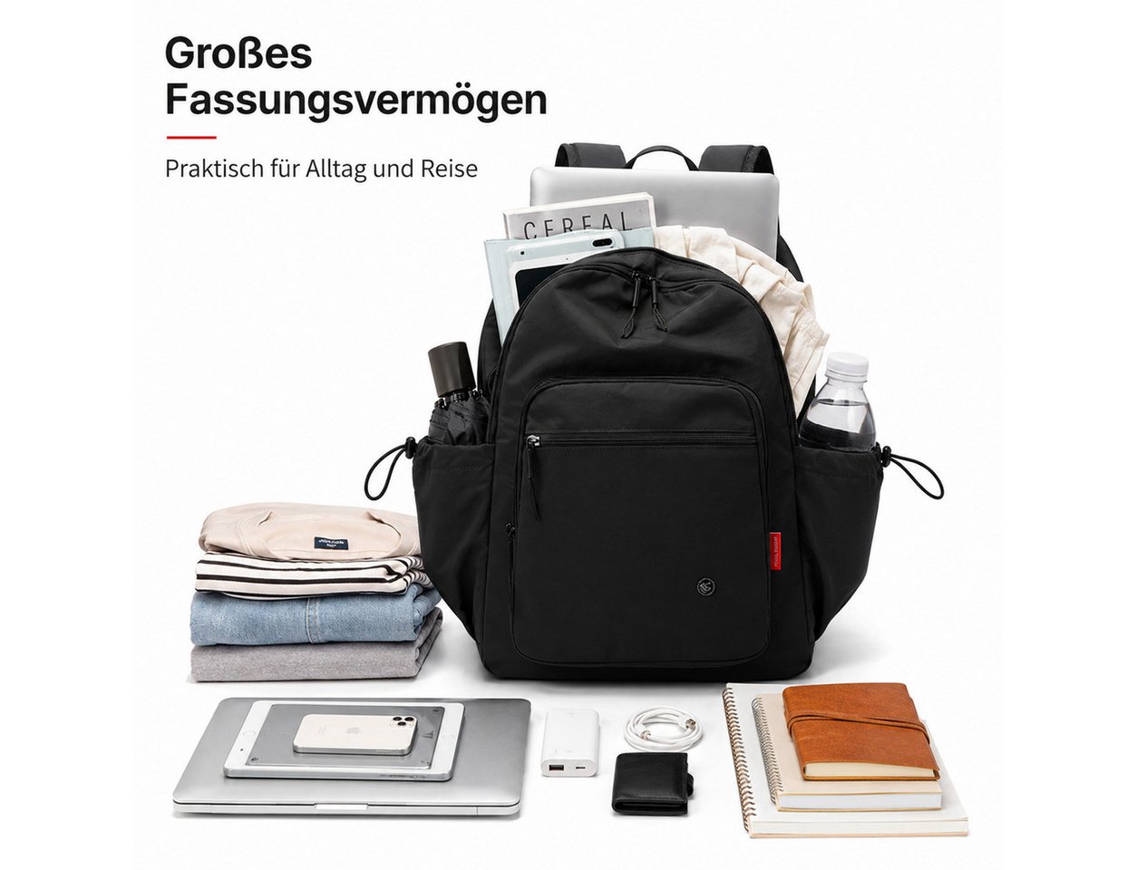 OYLCDI Rucksack Rucksack Freizeitrucksack mit Reißverschlussfach (42 x 31 x 22 cm, verstellbaren Schultergurten und mehreren Fächern), Tagesrucksack für Schule, – Bild 2 von 5