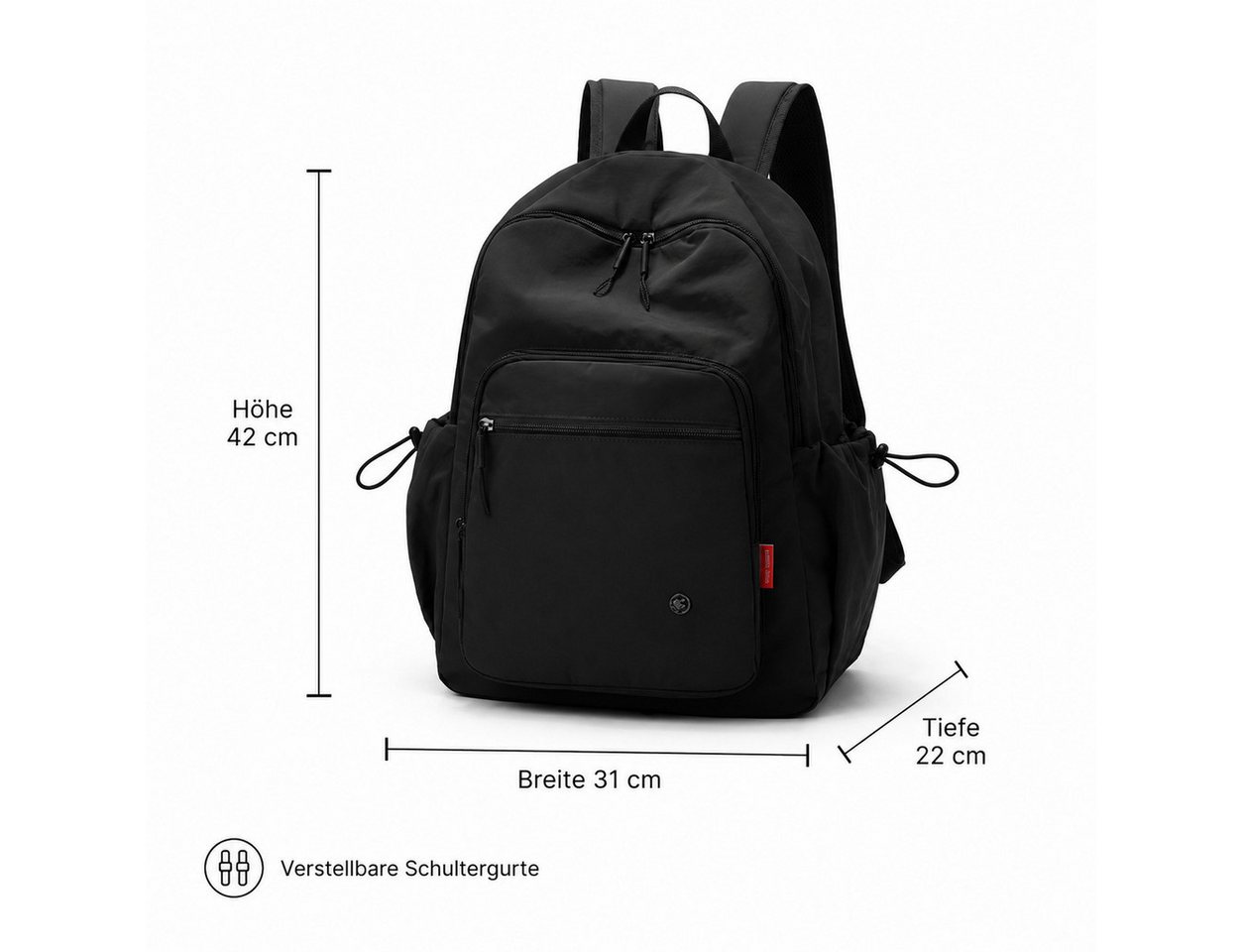 OYLCDI Rucksack Rucksack Freizeitrucksack mit Reißverschlussfach (42 x 31 x 22 cm, verstellbaren Schultergurten und mehreren Fächern), Tagesrucksack für Schule, – Bild 4 von 5