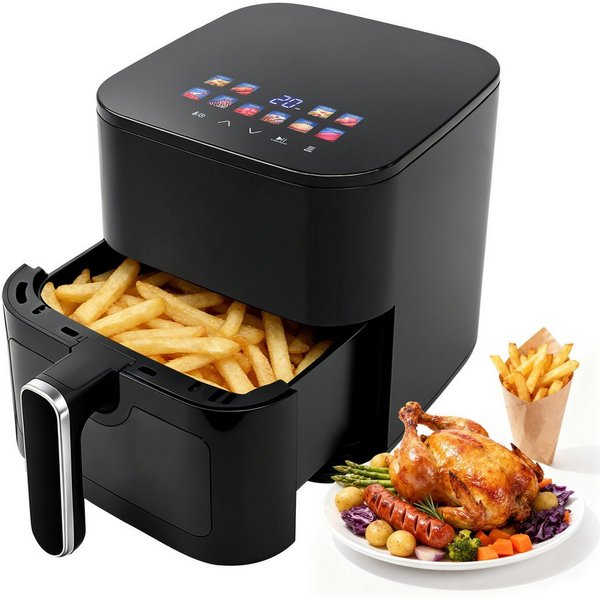 OZAVO Heißluftfritteuse Airfryer 4,5L 1200W mit 10 Programmen & Sichtfenster, 1200 W, Digitales LED-Display, Heißluft Fritteuse Ohne Öl, für 3-5 Personen