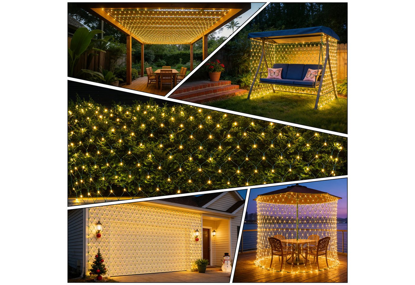 OZAVO LED-Lichternetz 3x2m,200 LED Lichterkette Außen mit Fernbedienung & Timer & 8 Modi, 200-flammig, Wasserdicht Lichternetz Innen für Büsche, Garten, Balkon  – Bild 5 von 5