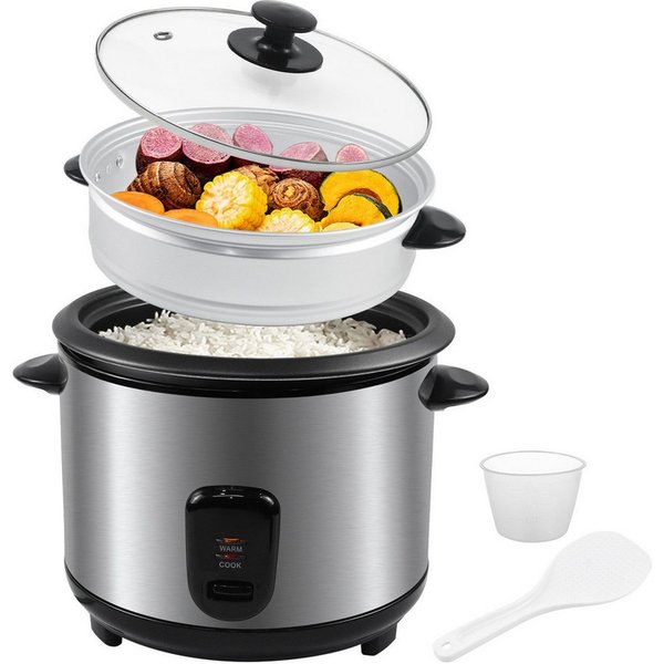 OZAVO Reiskocher 1.8L/2.2L mit Dampfgarer & Warmhaltefunktion, Antihaftbeschichtung, 700 W, inkl. Dampfkorb Messbecher & Löffel, für 3-5 Personen Familie