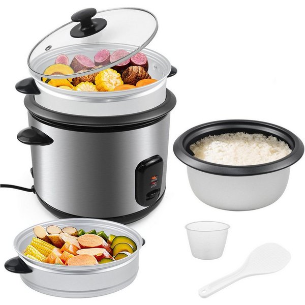 OZAVO Reiskocher 2,2L Groß mit Dampfgarer & Warmhaltefunktion, Antihaftbeschichtung, 900 W, inkl. Dampfkorb Messbecher & Löffel,Elektrischer ReisKocher