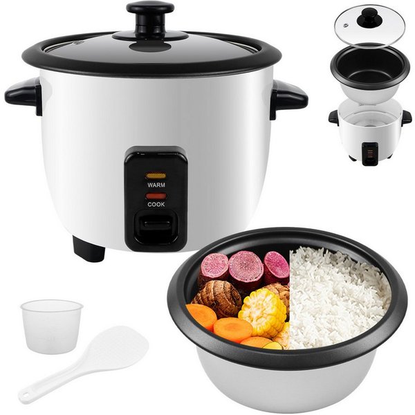 OZAVO Reiskocher Mini 0,6L mit Warmhaltefunktion,Messbecher & Reislöffel, 300 W, Kleiner Elektrischer Reis Kocher für Single Haushalt Büro