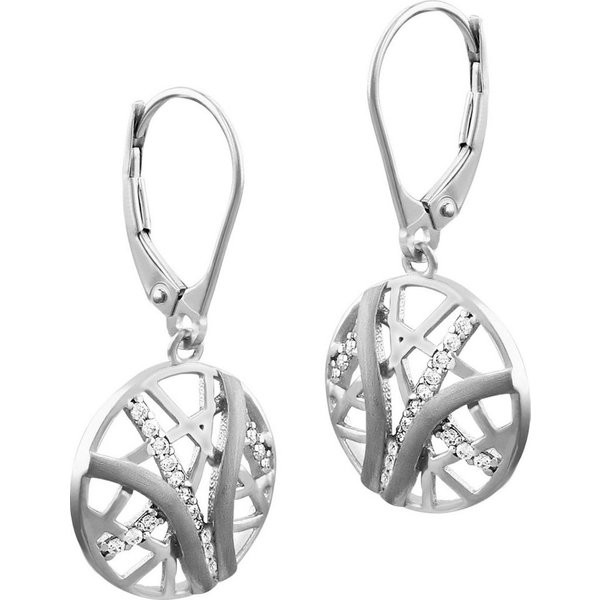 SilberDream Paar Ohrhänger SilberDream weiß Scheibe Ohrringe Silber (Ohrhänger), Damen Ohrhänger Scheibe aus 925 Sterling Silber, Farbe: silber, weiß