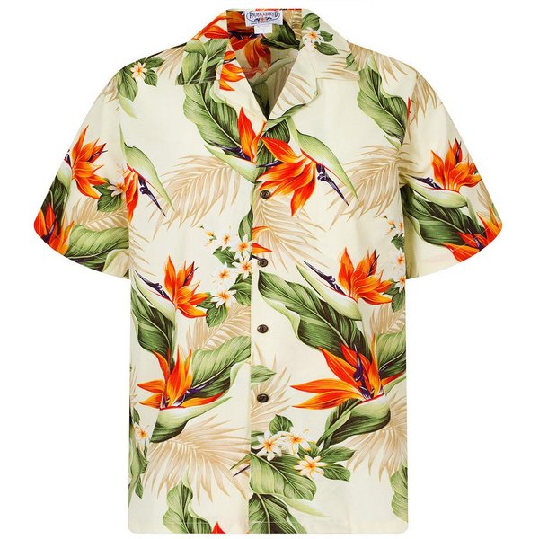 Pacific Legend Hawaiihemd "Strelitzie" Herren Kurzarm Baumwolle Kokosknöpfe Original Hawaii