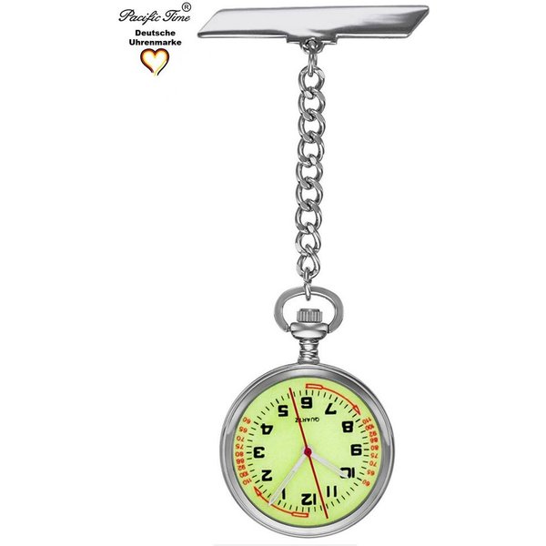 Pacific Time Krankenpflegeuhr Damen Schwesternuhr mit Anstecknadel nachtleuchtendes Ziffernblatt, Gratis Versand
