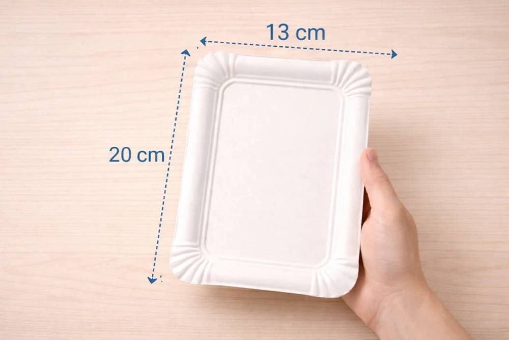 PACKEO Pappteller Einweg-Servierschale aus Pappe, Kuchtenteller, rechteckig 20 × 13 cm, (250 St), - Weiss – Bild 3 von 5