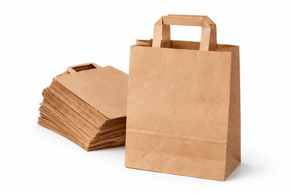 PACKEO Tragetasche Papiertragetaschen Braun – Stabil & Wiederverwendbar, 22×10×28 cm (250-tlg) – Bild 3 von 4