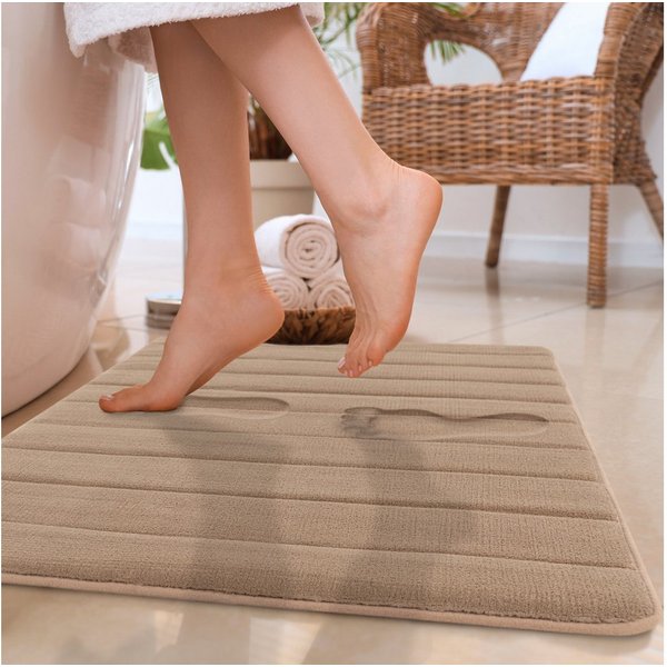 Paco Home Badematte Corby 252, Memory-Schaum Effekt, Höhe 13 mm, rutschhemmend beschichtet, fußbodenheizungsgeeignet, Polyester, rechteckig, Badteppich, Uni Far