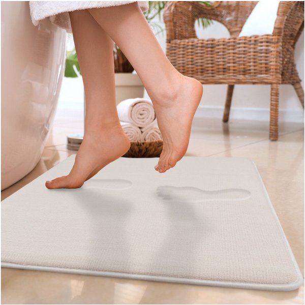 Paco Home Badematte Corby 255, Memory-Schaum Effekt, Höhe 13 mm, rutschhemmend beschichtet, fußbodenheizungsgeeignet, Polyester, rechteckig, Badteppich, Uni Far