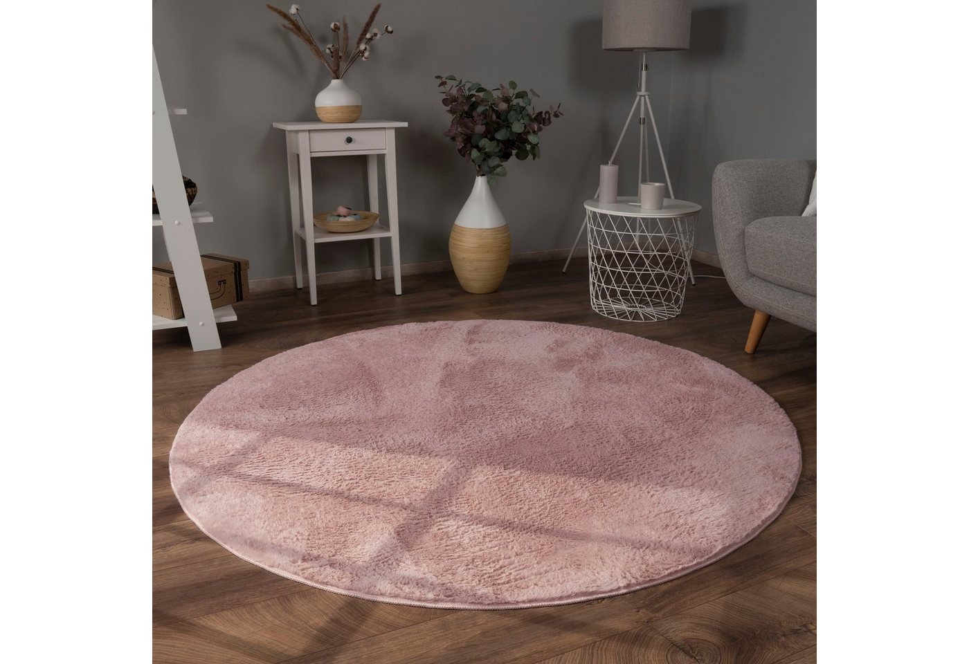 Paco Home Fellteppich Kunstfell Soft 380, rund, Höhe: 14 mm, Langflor, Kuschelteppich - besonders weich, Uni-Farben – Bild 3 von 3