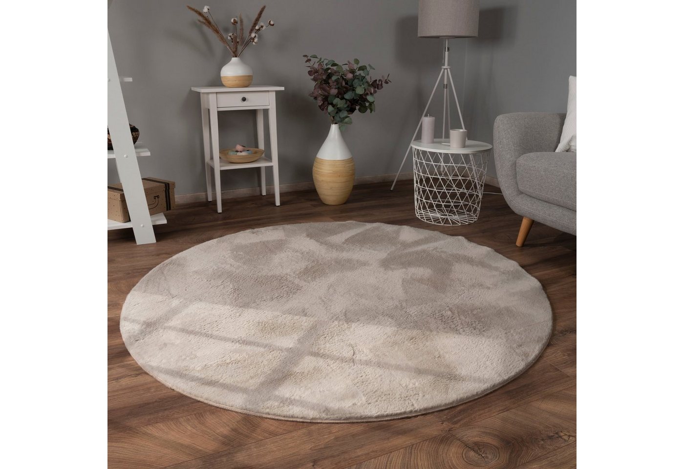 Paco Home Fellteppich Kunstfell Soft 380, rund, Höhe: 14 mm, Langflor, Kuschelteppich - besonders weich, Uni-Farben – Bild 3 von 3