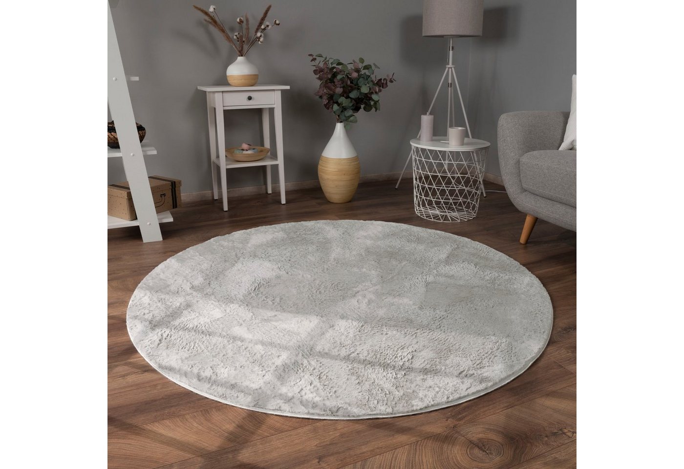 Paco Home Fellteppich Kunstfell Soft 380, rund, Höhe: 14 mm, Langflor, Kuschelteppich - besonders weich, Uni-Farben – Bild 3 von 3