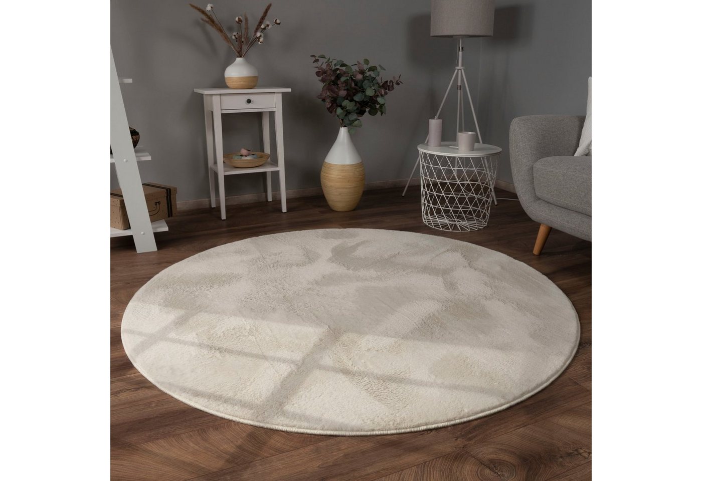Paco Home Fellteppich Kunstfell Soft 380, rund, Höhe: 14 mm, Langflor, Kuschelteppich - besonders weich, Uni-Farben – Bild 3 von 3