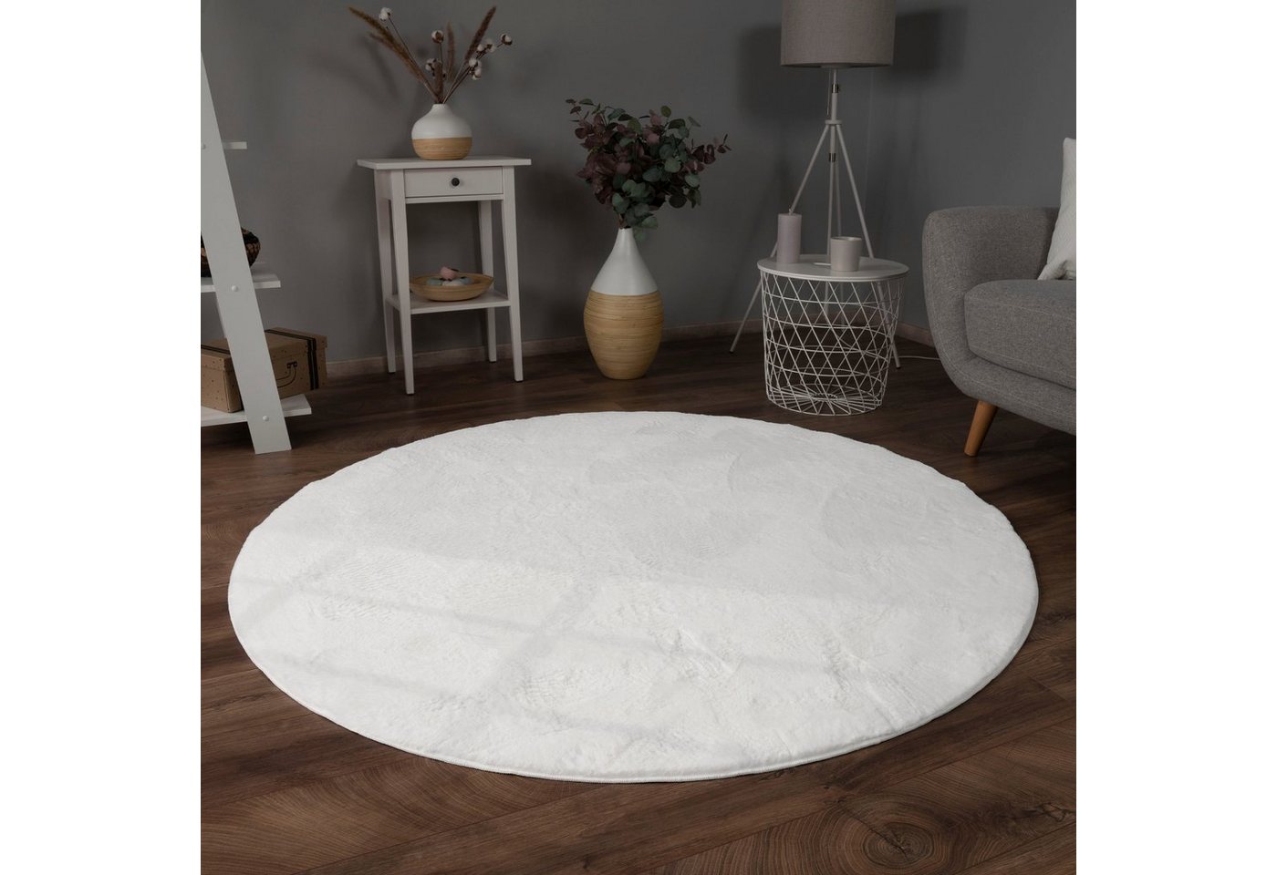 Paco Home Fellteppich Kunstfell Soft 380, rund, Höhe: 14 mm, Langflor, Kuschelteppich - besonders weich, Uni-Farben – Bild 3 von 3