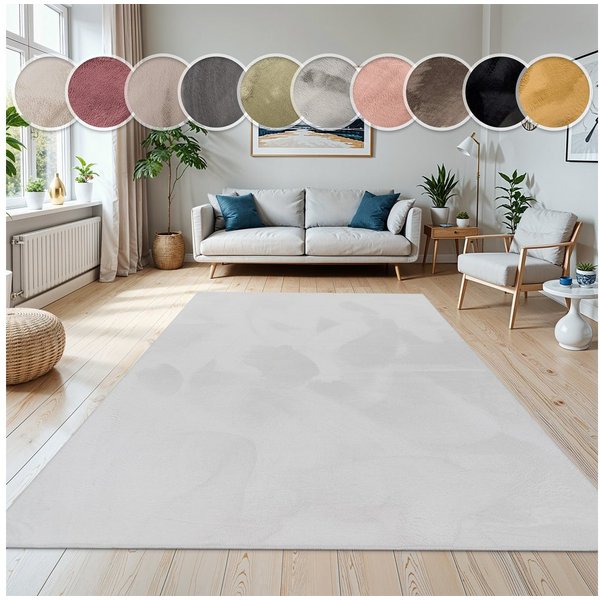 Paco Home Fellteppich Kunstfell Soft 380, rechteckig, Höhe: 14 mm, Langflor, Kuschelteppich - besonders weich, Uni-Farben