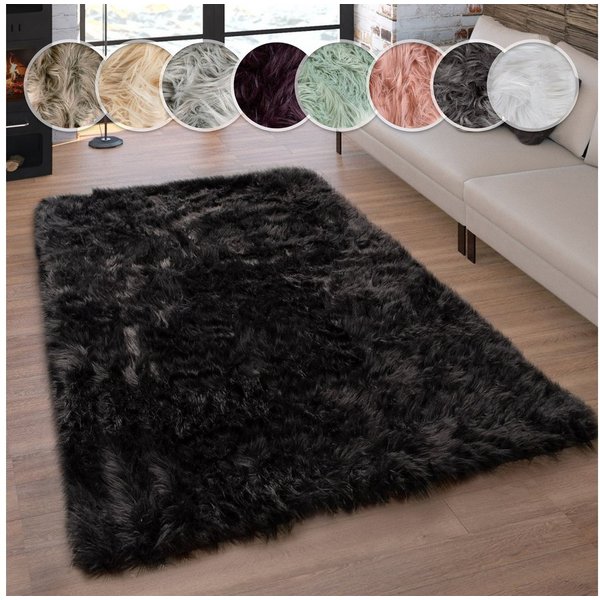 Paco Home Fellteppich Playa 960, rechteckig, Höhe: 64 mm, Kunstfell, Flokati-Optik, Hochflor, weich und flauschig, Uni-Farben