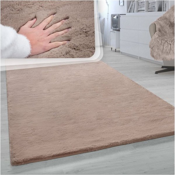 Paco Home Fellteppich Rabbit 780, rechteckig, Höhe: 26 mm, Kunstfell, Kaninchenfell-Haptik, ein echter Kuschelteppich, Uni-Farben