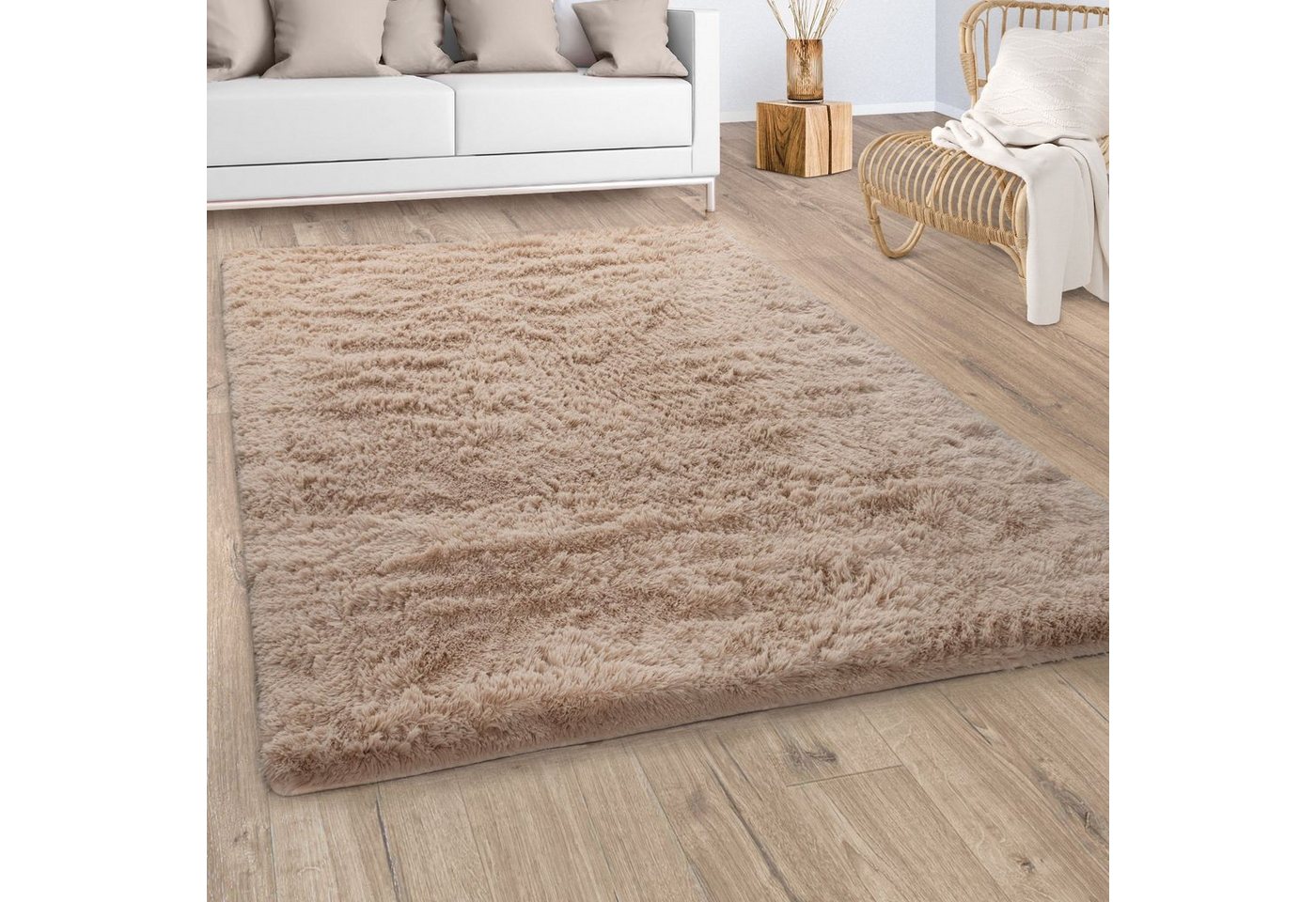 Paco Home Hochflor-Teppich Silky 591, rechteckig, Höhe: 37 mm, Uni-Farben, besonders weich und kuschelig, Wohnzimmer – Bild 5 von 5