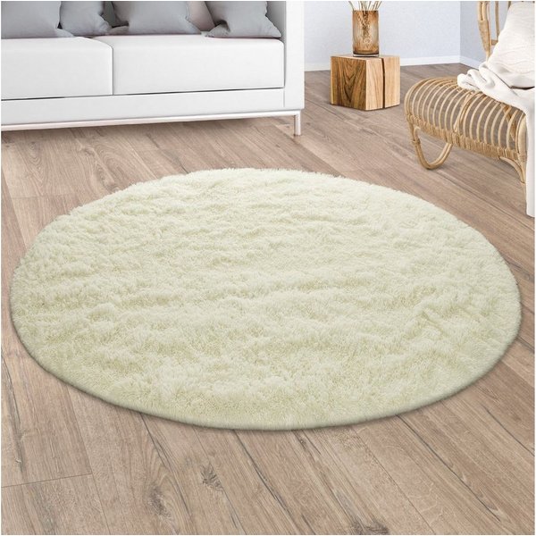 Paco Home Hochflor-Teppich Silky 591, rund, Höhe: 37 mm, Uni Farben, besonders weich und kuschelig