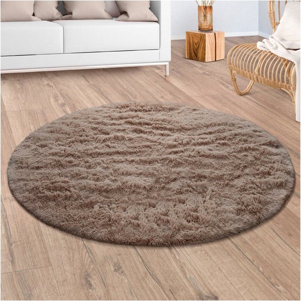 Paco Home Hochflor-Teppich Silky 591, rund, Höhe: 37 mm, Uni Farben, besonders weich und kuschelig