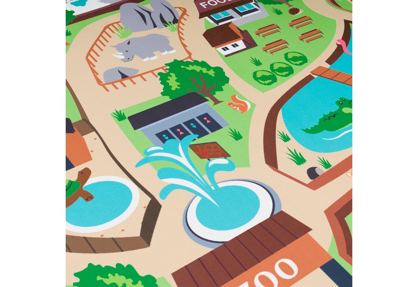 Paco Home Kinderteppich Bino 563, rechteckig, Höhe: 4 mm, Kurzflor, Straßen-Spiel-Teppich, Motiv Zoo, Kinderzimmer – Bild 5 von 5