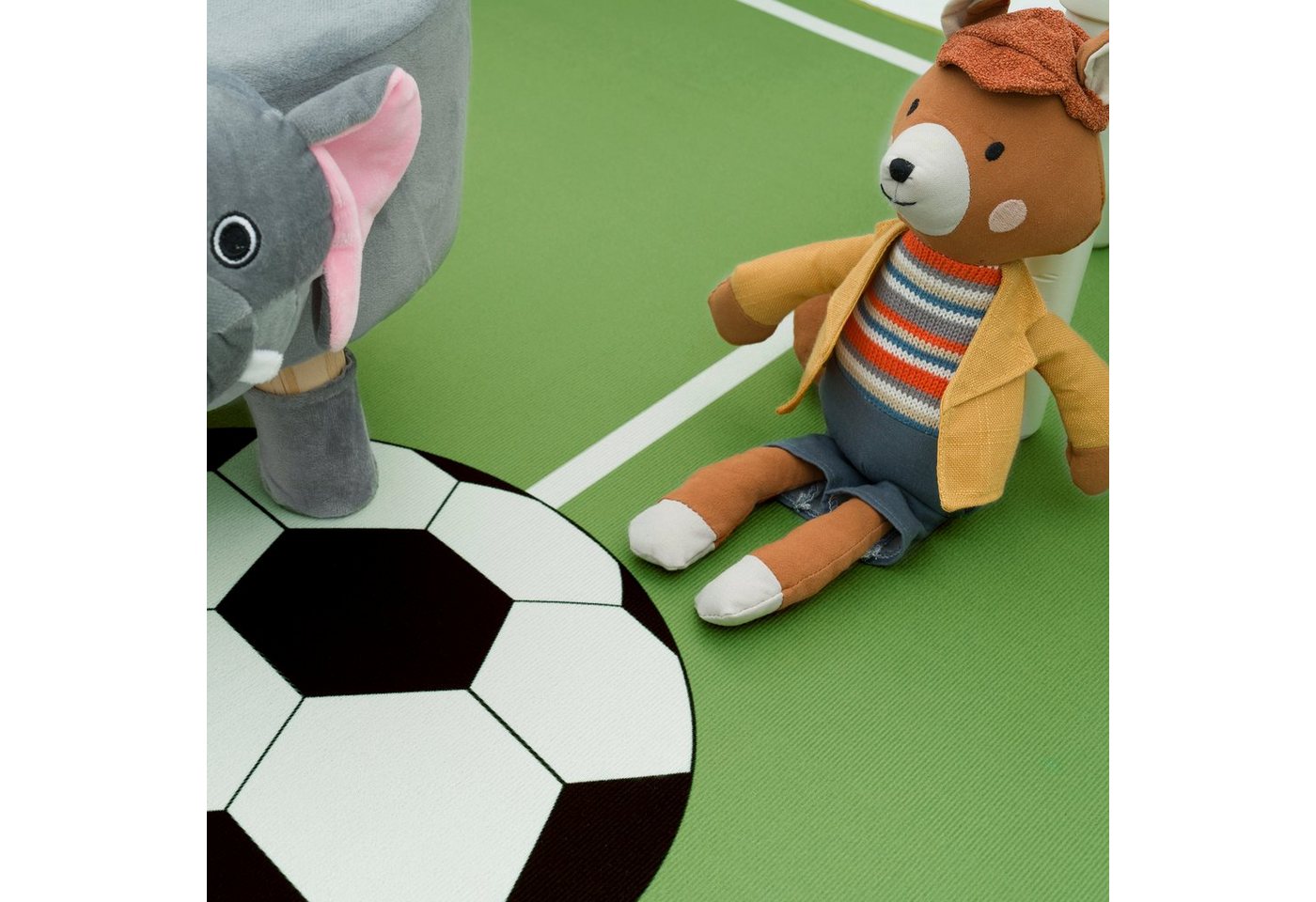 Paco Home Kinderteppich Bino 568, rechteckig, Höhe: 4 mm, Kurzflor, Spiel-Teppich, Motiv Fußballfeld, Kinderzimmer – Bild 5 von 5
