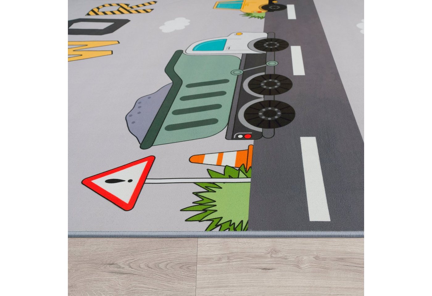 Paco Home Kinderteppich Bino 578, rechteckig, Höhe: 4 mm, Spielteppich, Motiv Autos & Baustelle, Kinderzimmer – Bild 3 von 5