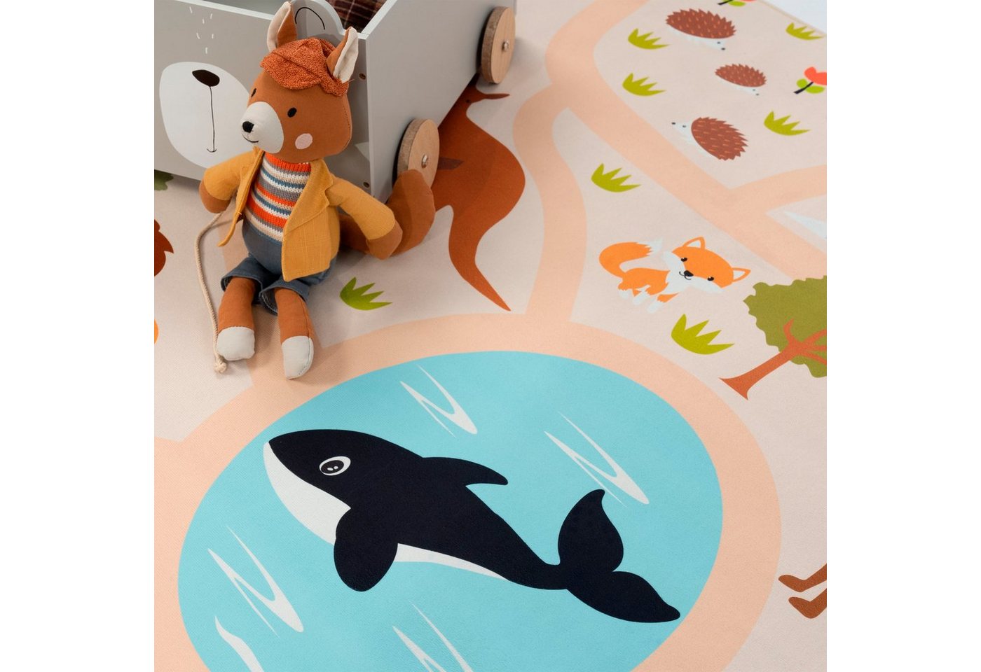 Paco Home Kinderteppich Bino 580, rechteckig, Höhe: 4 mm, Spielteppich, Motiv Straße & Autos, Kinderzimmer – Bild 4 von 5