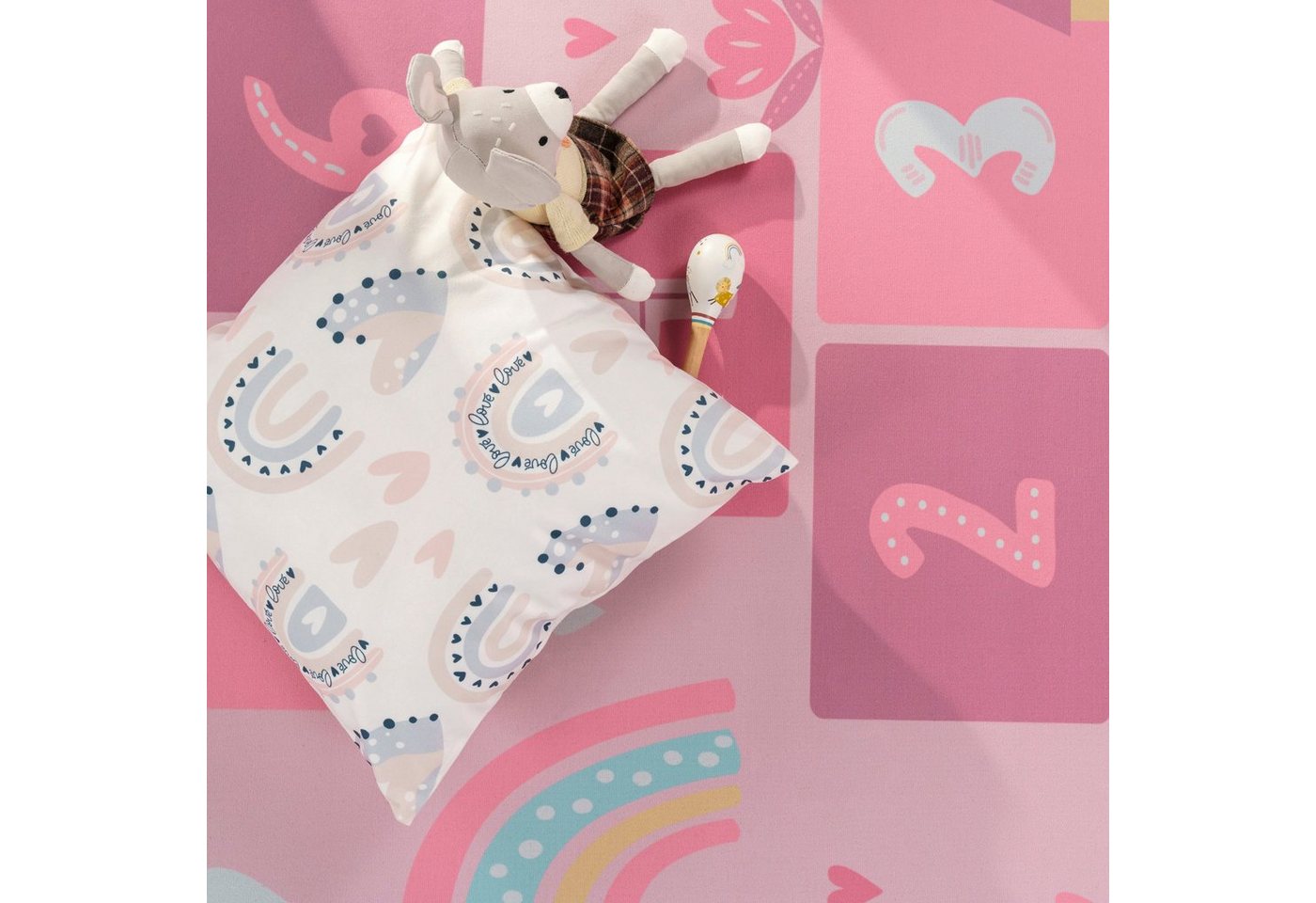 Paco Home Kinderteppich Bino 585, rechteckig, Höhe: 4 mm, Spielteppich, Kurzflor, Motiv Regenbogen & Hüpfkästchen – Bild 5 von 5