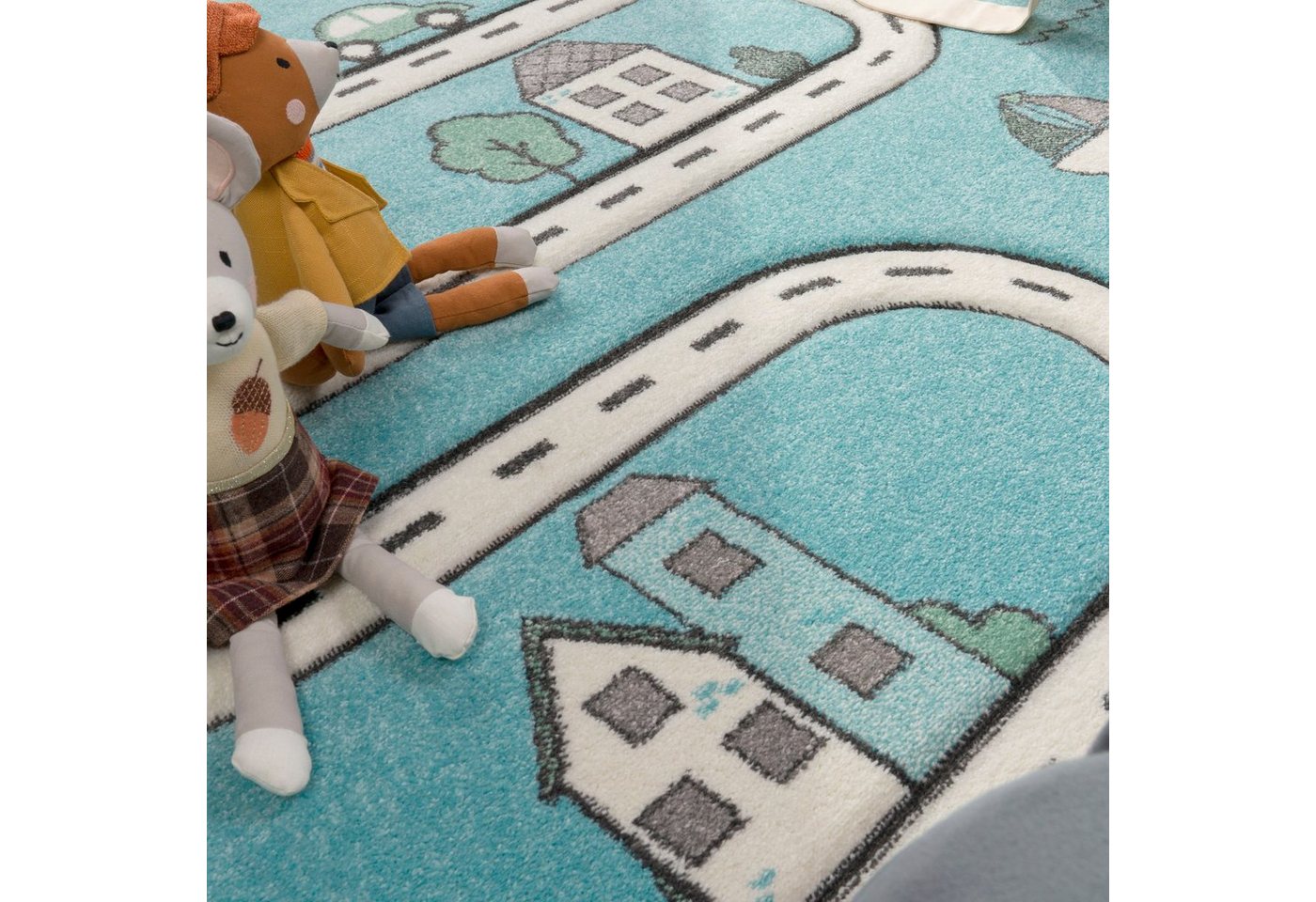 Paco Home Kinderteppich Diamond 710, rechteckig, Höhe: 17 mm, Kurzflor, Straßen-Spiel-Teppich, Kinderzimmer – Bild 5 von 5