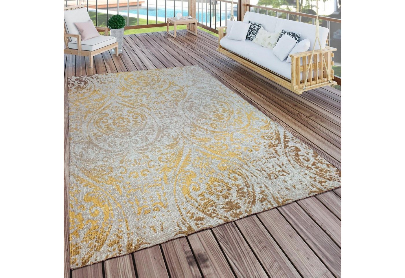 Paco Home Teppich Artigo 415, rechteckig, Höhe: 4 mm, Kurzflor, Motiv Ornamente, Vintage Design, In- und Outdoor geeignet – Bild 4 von 5
