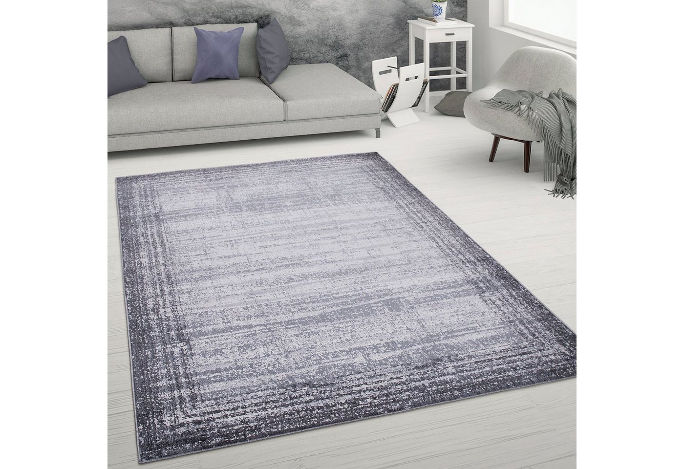Paco Home Teppich Catania 842, rechteckig, Höhe: 13 mm, Kurzflor, meliert, modernes Design, mit Bordüre – Bild 2 von 5