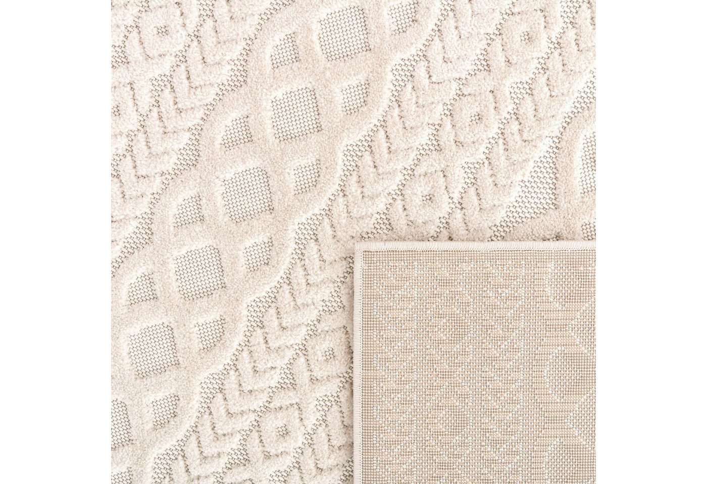 Paco Home Teppich Cotton 231, rechteckig, Höhe: 6 mm, Uni-Farben, Hoch-Tief Effekt, boho, In- und Outdoor geeignet – Bild 3 von 5