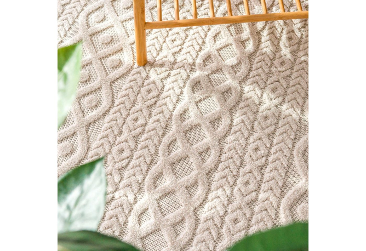 Paco Home Teppich Cotton 231, rechteckig, Höhe: 6 mm, Uni-Farben, Hoch-Tief Effekt, boho, In- und Outdoor geeignet – Bild 5 von 5
