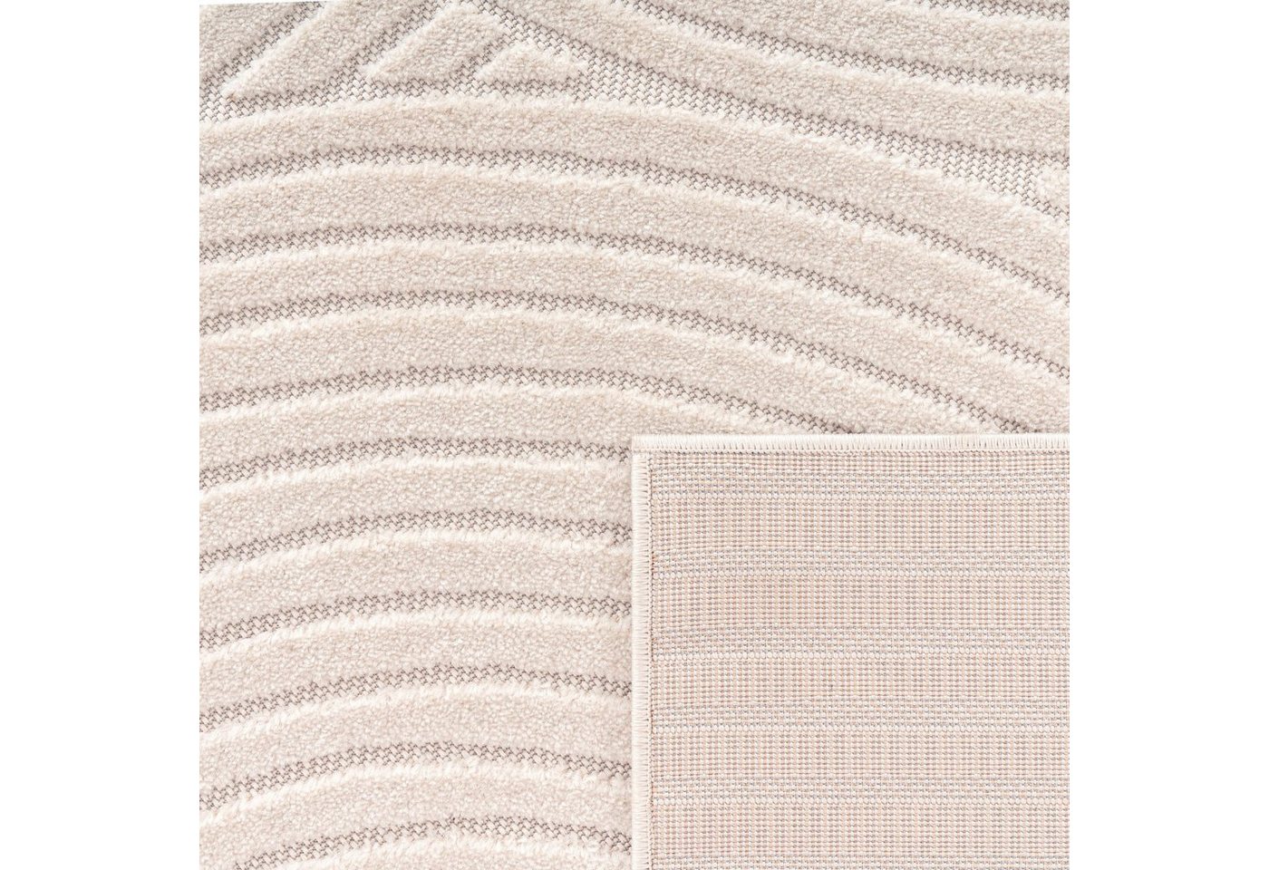 Paco Home Teppich Cotton 233, rechteckig, Höhe: 6 mm, Kurzflor, Uni Farben, Hoch-Tief-Effekt, Scandi-Look, Outdoor geeignet – Bild 3 von 5