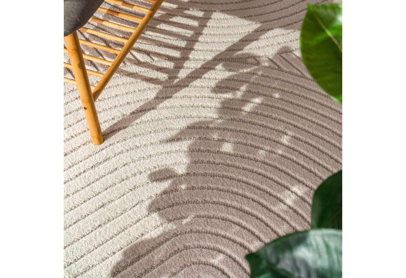 Paco Home Teppich Cotton 233, rechteckig, Höhe: 6 mm, Kurzflor, Uni Farben, Hoch-Tief-Effekt, Scandi-Look, Outdoor geeignet – Bild 5 von 5