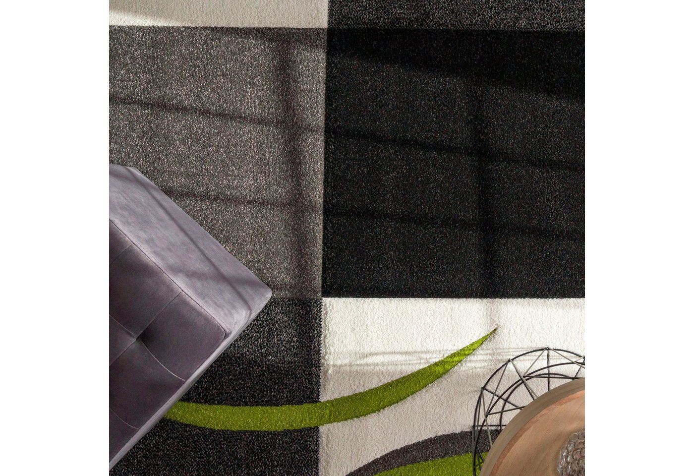 Paco Home Teppich Diamond 665, rechteckig, Höhe: 17 mm, Karo Muster, 3D-Design, auch als Läufer, Wohnzimmer, Schlafzimmer – Bild 5 von 5
