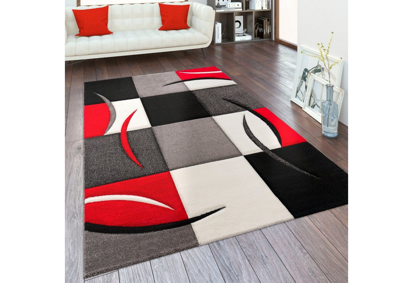 Paco Home Teppich Diamond 665, rechteckig, Höhe: 17 mm, Karo Muster, 3D-Design, auch als Läufer, Wohnzimmer, Schlafzimmer – Bild 2 von 5