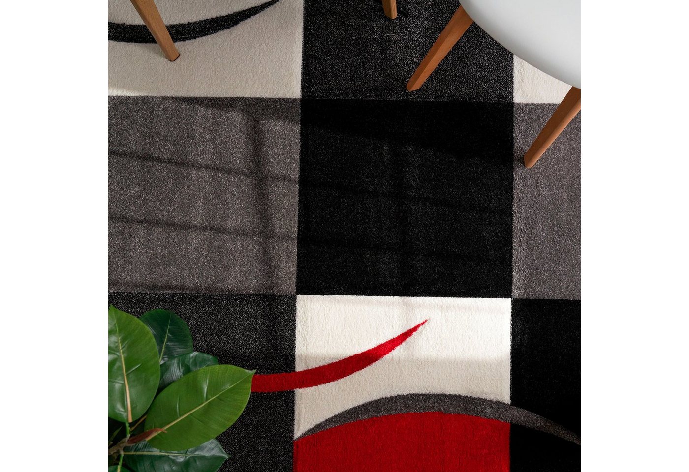 Paco Home Teppich Diamond 665, rechteckig, Höhe: 17 mm, Karo Muster, 3D-Design, auch als Läufer, Wohnzimmer, Schlafzimmer – Bild 5 von 5