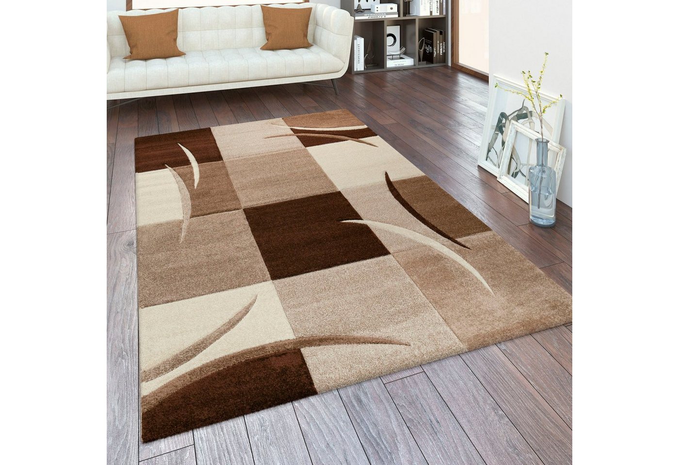 Paco Home Teppich Diamond 665, rechteckig, Höhe: 17 mm, Karo Muster, 3D-Design, auch als Läufer, Wohnzimmer, Schlafzimmer – Bild 2 von 5