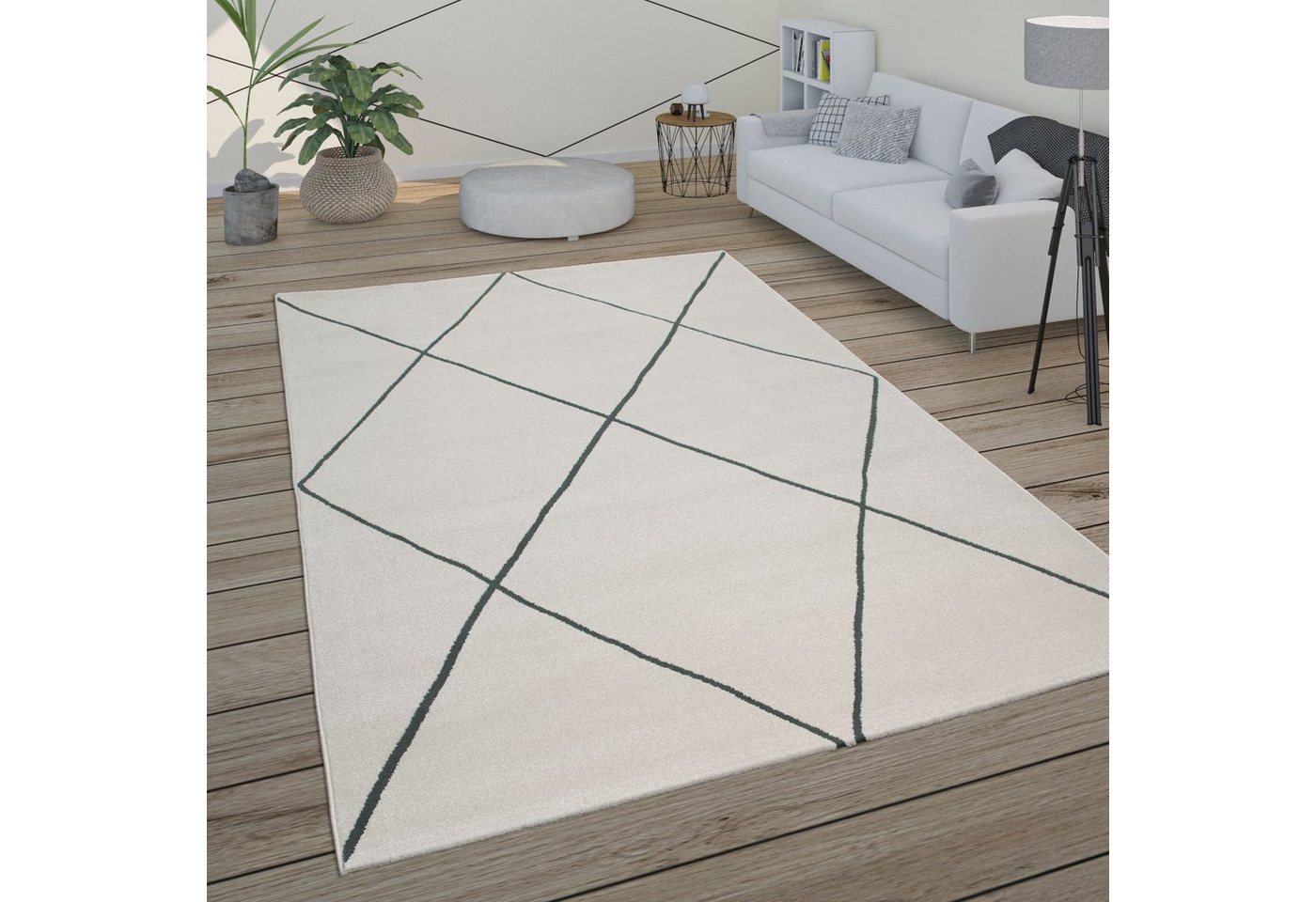 Paco Home Teppich Haral 787, rechteckig, Höhe: 9 mm, Kurzflor, Scandi Design, Rauten Motiv – Bild 5 von 5
