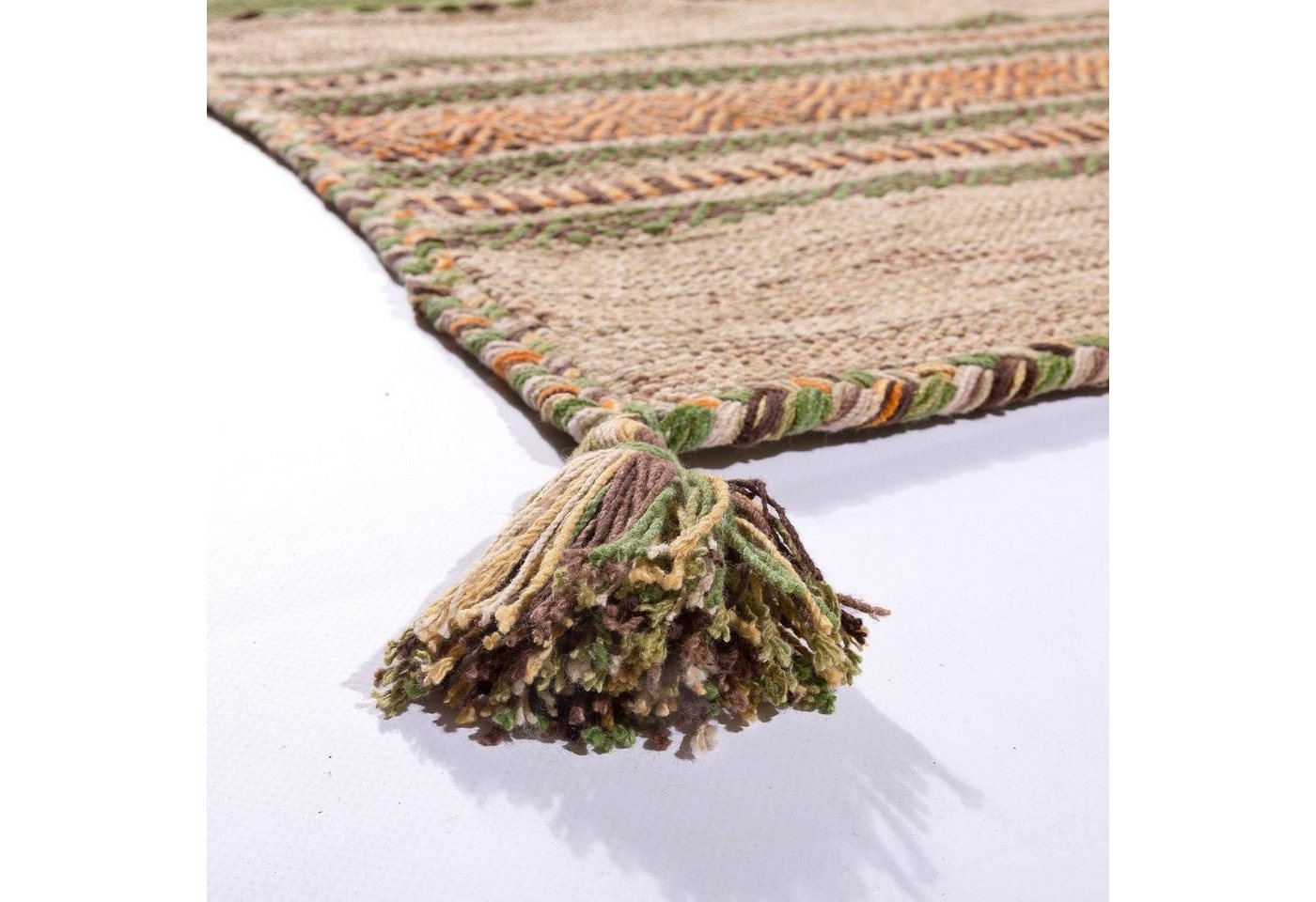 Paco Home Teppich Kilim 217, rechteckig, Höhe: 12 mm, handgewebter Wendeteppich, reine Baumwolle, gestreift, Wohnzimmer – Bild 4 von 5