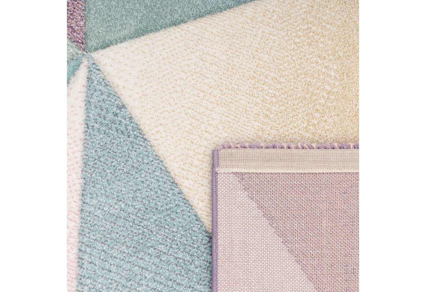 Paco Home Teppich Kosy 310, rechteckig, Höhe: 15 mm, Kurzflor, modernes geometrisches Muster, in schönen Pastell-Farben – Bild 3 von 5